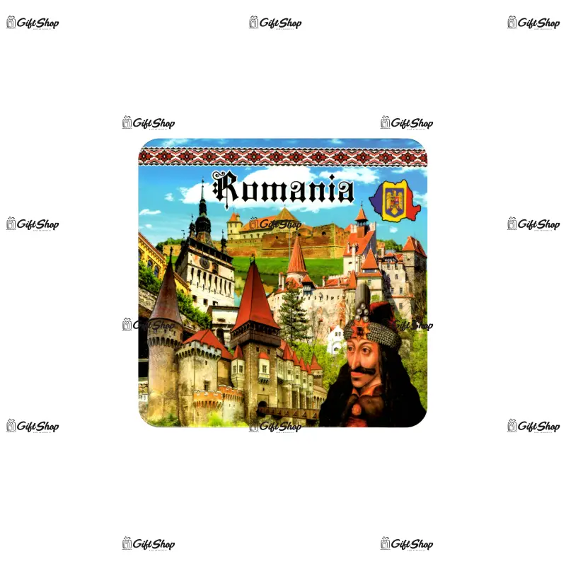 Castelul bran, vlad tepes, set 6 suporti coster din lemn, model a